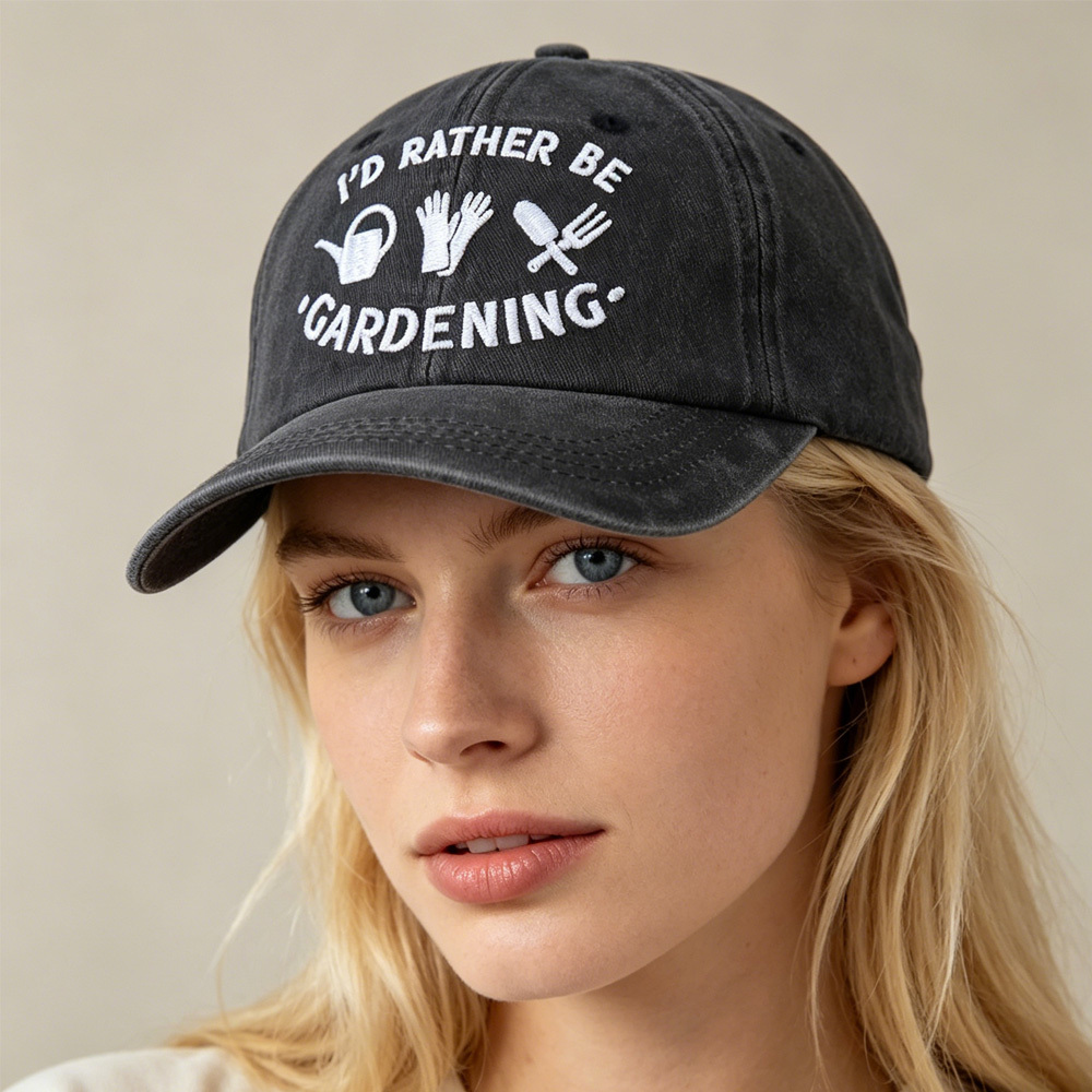 2pcs Vintage Washed Cotton Baseball Cap For Plant Lovers, I'd Rather Be Gardening,Unisex Adjustable Hat