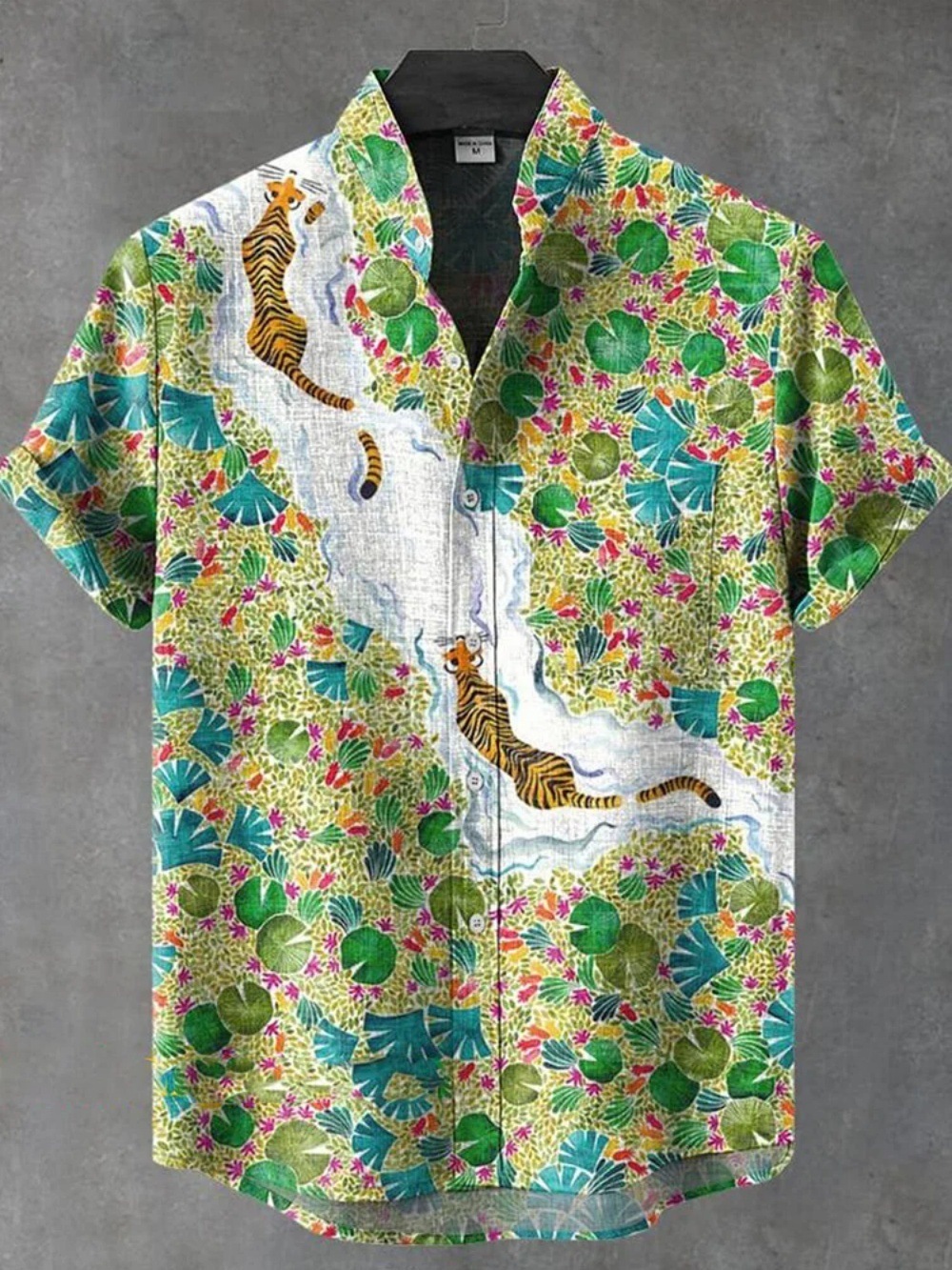 Button Stand Collar Shirt Cardigan Men