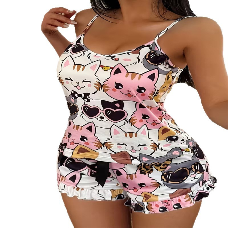 Camisole And Printed Shorts Pajama Set