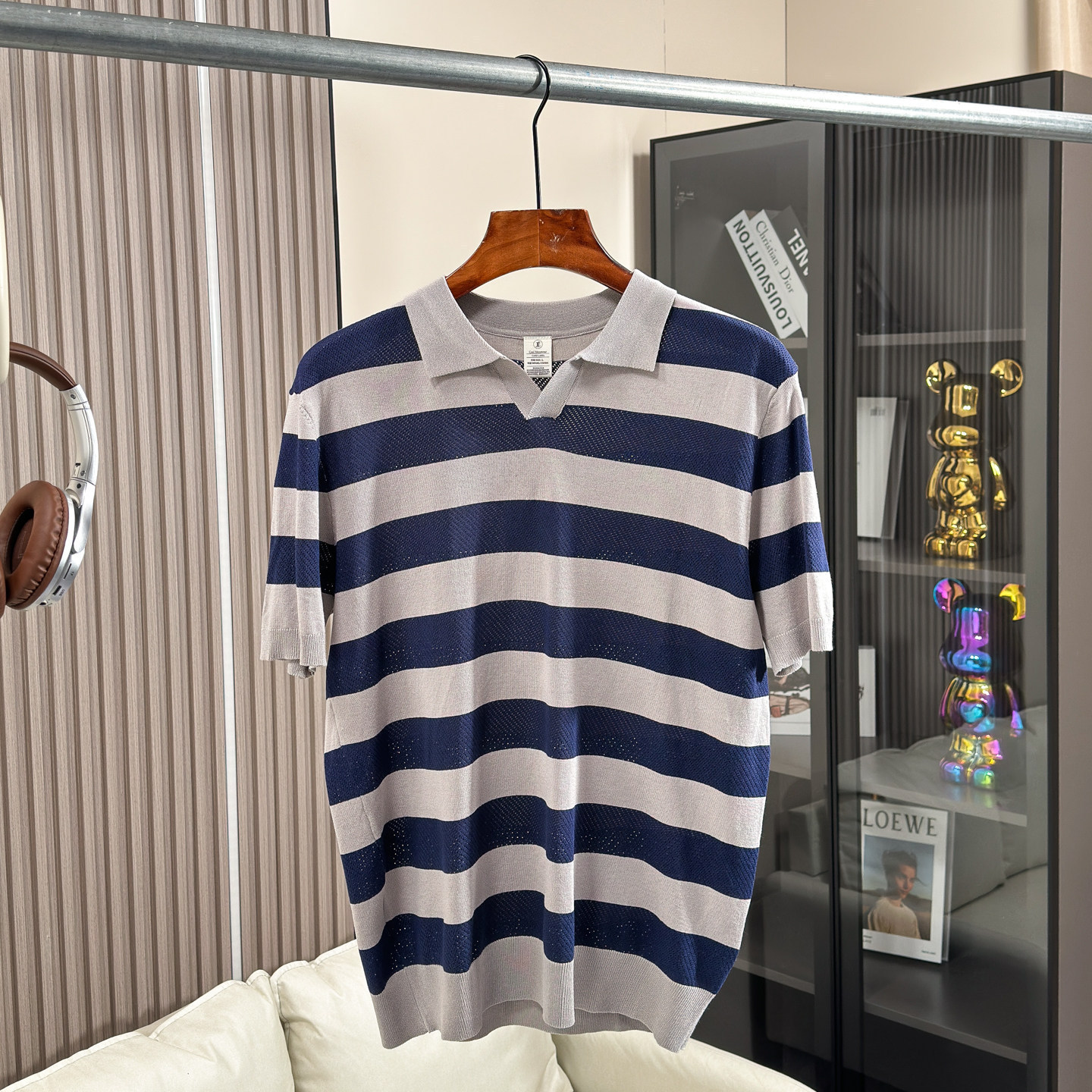 Summer Mens Light-Luxury Fashion Lapel Short-Sleeve Knitted Polo Shirt