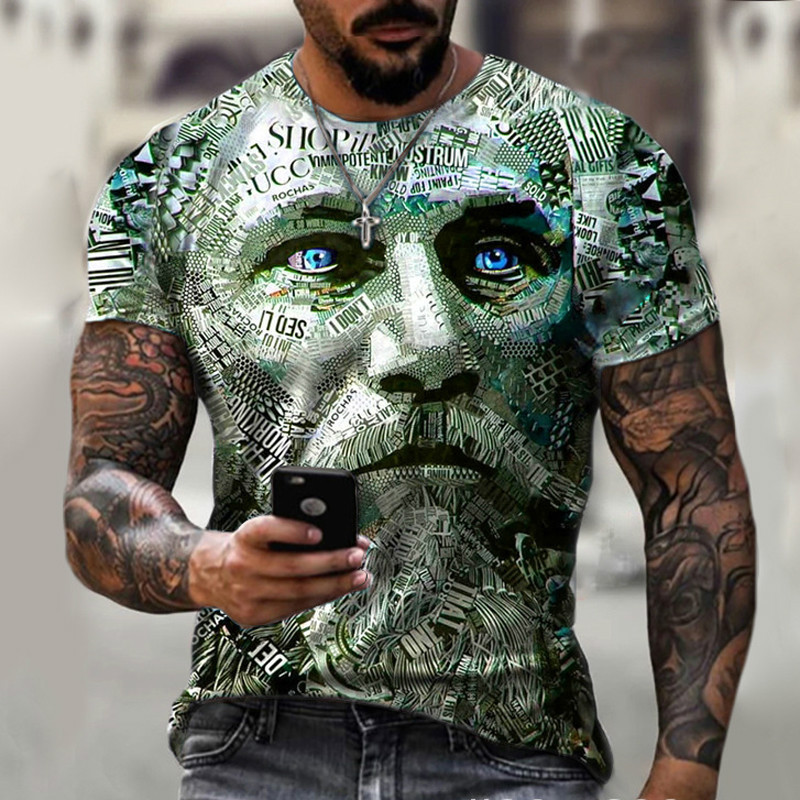 Men's Casual Slim-Fit Top Fashionable 3D Printed Men's Clothing