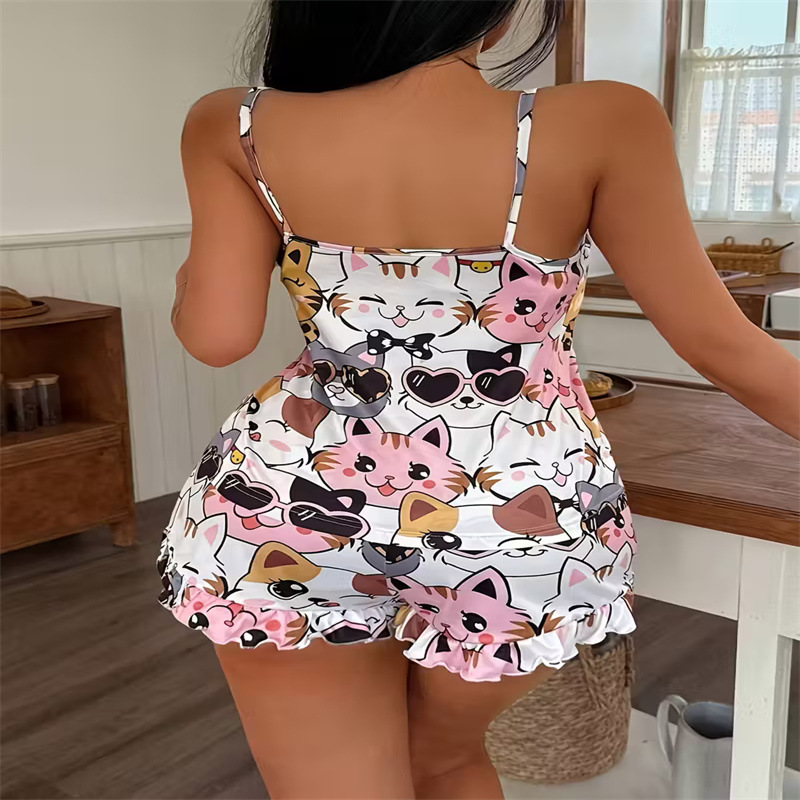 Camisole And Printed Shorts Pajama Set
