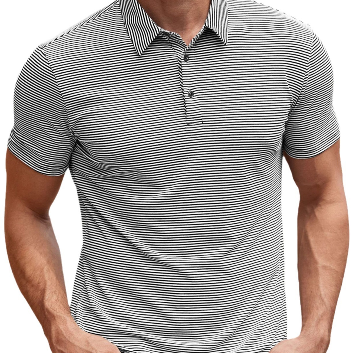 Contrast Color Striped Short Sleeve Men's Summer Loose Lapels