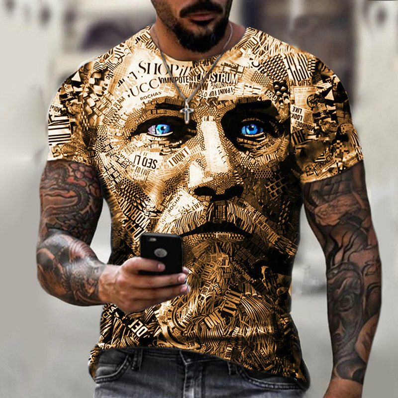 Men's Casual Slim-Fit Top Fashionable 3D Printed Men's Clothing
