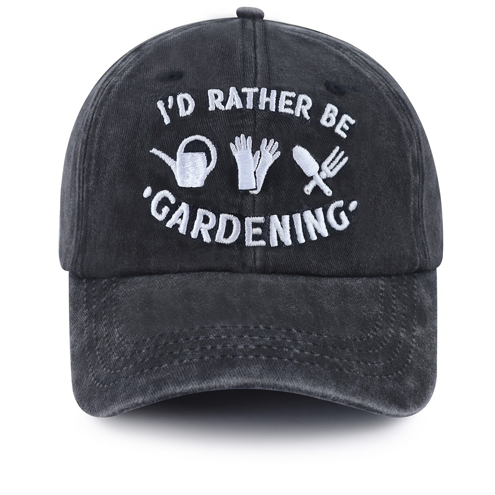 2pcs Vintage Washed Cotton Baseball Cap For Plant Lovers, I'd Rather Be Gardening,Unisex Adjustable Hat