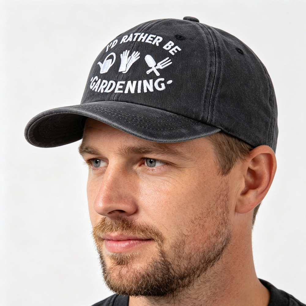 2pcs Vintage Washed Cotton Baseball Cap For Plant Lovers, I'd Rather Be Gardening,Unisex Adjustable Hat