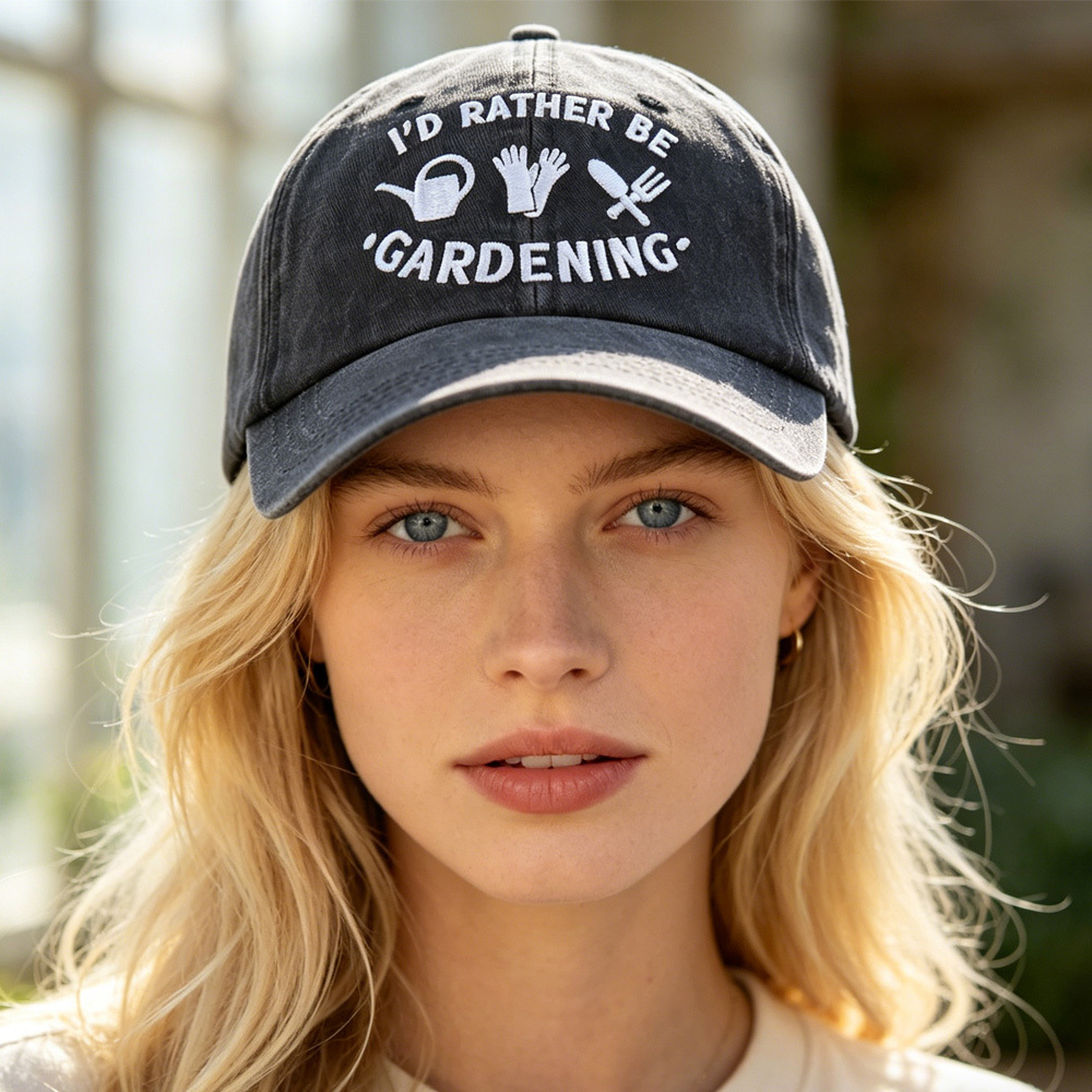 2pcs Vintage Washed Cotton Baseball Cap For Plant Lovers, I'd Rather Be Gardening,Unisex Adjustable Hat