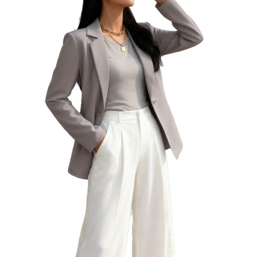 Casual Fashion New Arrival Lapel Collar Long Waist-Cinched Long-Sleeve Blazer