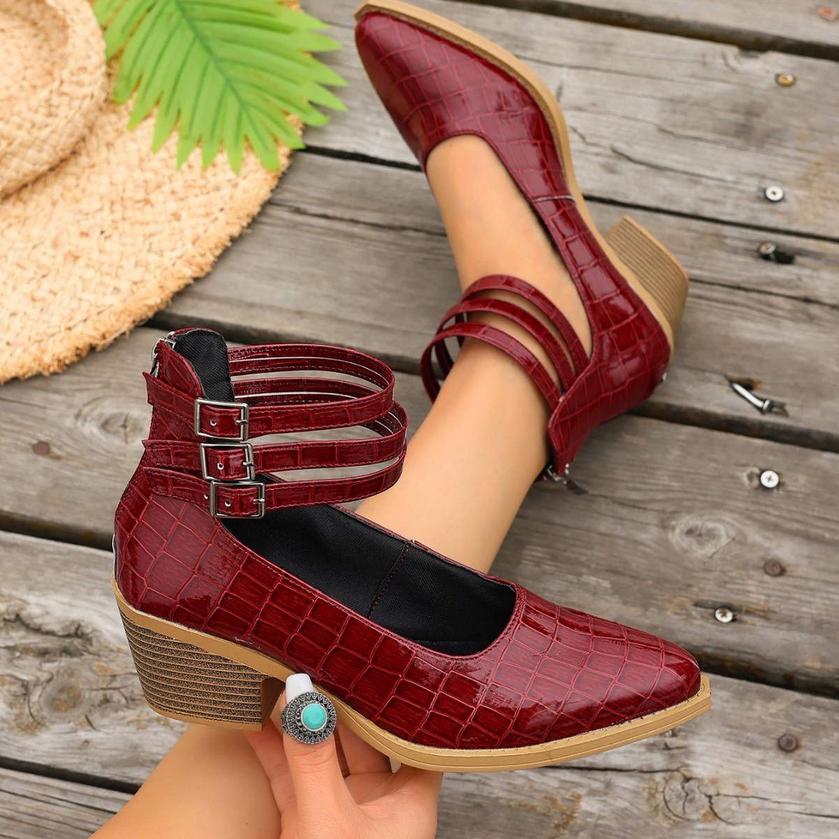 Women's Fashion Plus-Size Zipper High-Heel Pumps